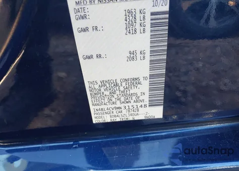 2021 Nissan Altima Sr Fwd z USA, uszkodzony, nr VIN 1N4BL4CV9MN315148